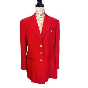 Neiman Marcus vintage  80's cherry red silk blazer. Size 6